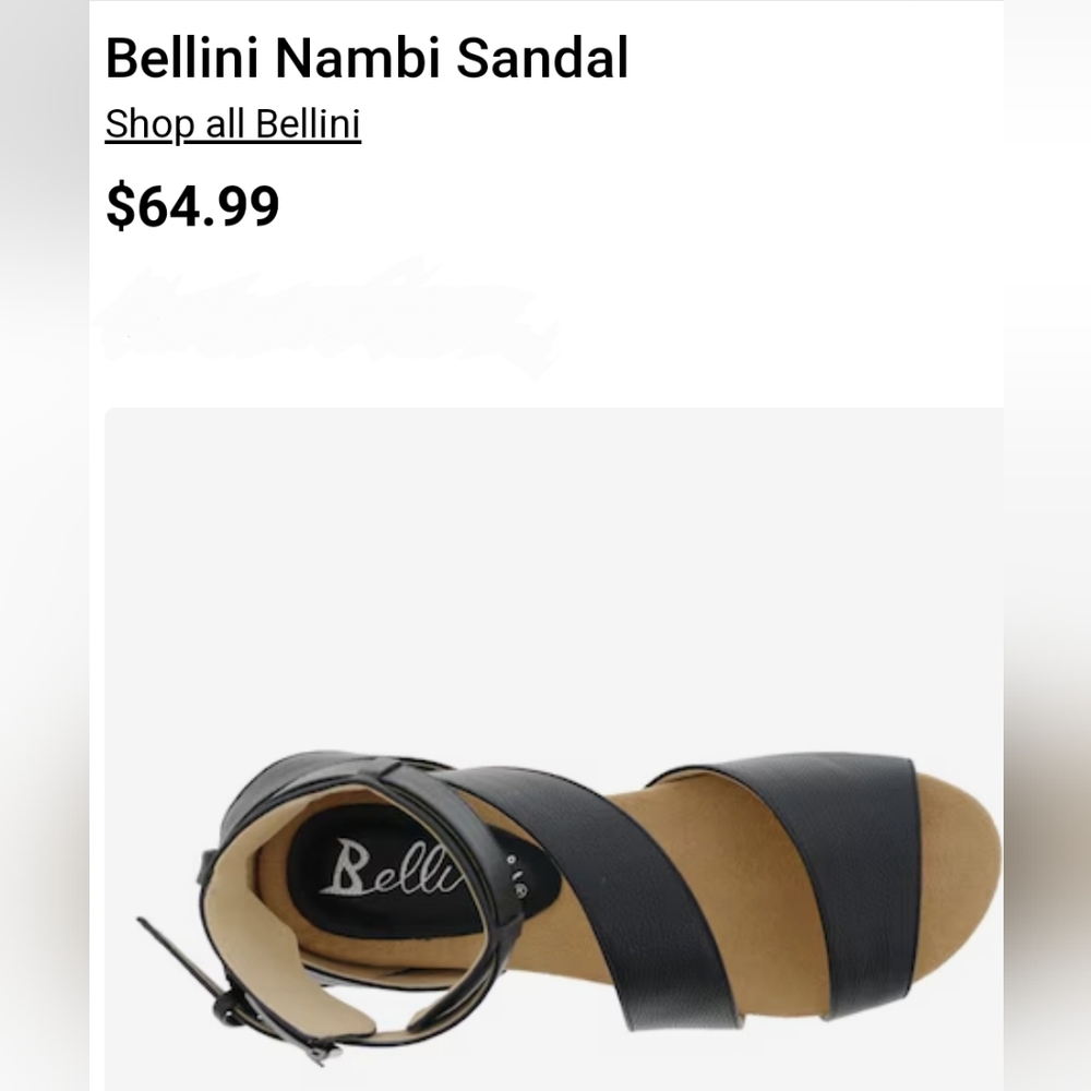 Bellini Nambi Black Sandals NWT SZ 8.5